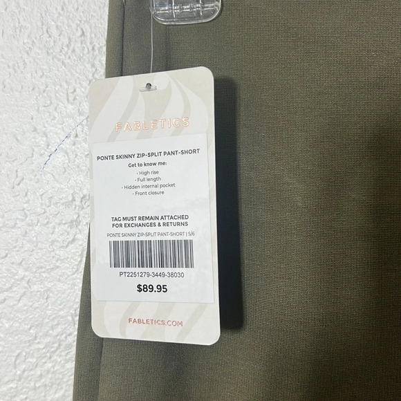 PONTE SKINNY ZIP-SLIP PANT GREEN FOREST SHORT S/6 NWT - Picture 5 of 5